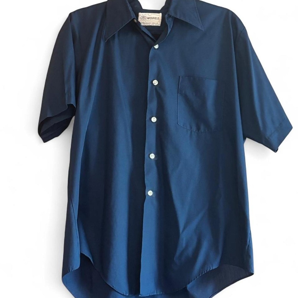 Wickfield Navy Shortsleeved Button Up-Size XL